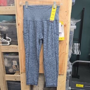 Kirkland Signature Size S Heathered Blue High Waisted Brushed Capri Leggings